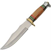 Pakistan 3491 Striped Olive Hunter Satin Fixed Blade Knife Olivewood Handles