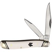 Rough Rider 2312 White Fox Peanut Satin Folding Knife White Handles