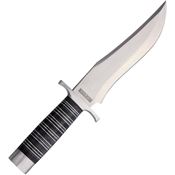 Rough Rider 2391 Large Bowie Satin Fixed Blade Knife Black Pakkawood Handles