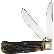 Rough Rider 2431 Jumbo Trapper Knife Cinnamon Stag Bone Handles