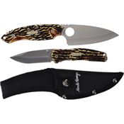 Schrade P1200433 SCHP1200433 UH Fixed/Folder Satin Fixed Blade Knife Combo Staglon Handles