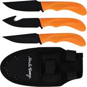 Schrade P1200434 Uncle Henry Combo Black Fixed Blade Knife Orange Handles