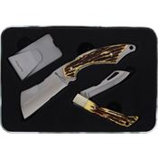 Schrade P1200449 UH Fixed/Folder Clip Combo Satin Fixed Blade Knife Staglon Handles
