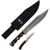 Schrade P1200625 OT Bowie/Folder Combo Satin Fixed Blade Knife Brown Handles