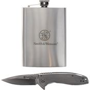 Smith & Wesson P1200650 Executive Linerlock Knife Stainless Handles and Flask