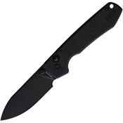 Vosteed RCSVM6 Raccoon Black Stonewashed Drop Point Button Lock Knife Black Handles