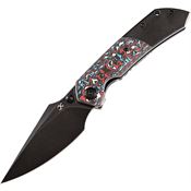 Kansept 1034A10 Fenrir Knife Red Black Carbon Fiber Handles