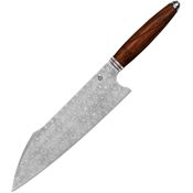 QSP KK001B Mulan Harpoon Chef's Damascus Fixed Blade Knife Ironwood Handles