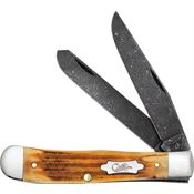 Case XX 52420 Trapper Knife Damascus Burnt Golden Handles