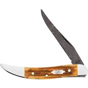 Case XX 52424 Toothpick Damascus Folding Knife Burnt Goldenrod Handles
