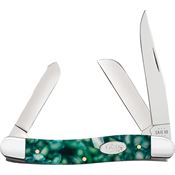 Case XX 71382 Sowbelly Clip, Sheepsfoot & Spey Knife Sparxx Green Handles