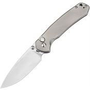 CJRB 1925LTI Pyrite Button Lock Knife Gray Titanium Handles