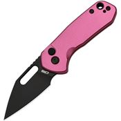 CJRB 1933BPK Mini Pyrite Black Button Lock Knife Pink Handles