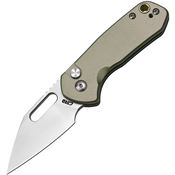 CJRB 1933GN Mini Pyrite Button Lock Knife Green Handles