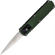 D Rocket Designs ZDGN Auto Zulu OTF Dagger Satin Knife Green Handles