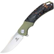 Defcon 94002 Condor Framelock Knife Green/Copper Foil Carbon Fiber Handles