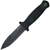 Demko 09650 Armiger 4 Spear Serrated Black Fixed Blade Knife Black Handles