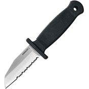Demko 09653 Armiger 2 Shark Foot Serrated Satin Fixed Blade Knife Black Handles