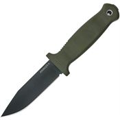 Demko 09654 Armiger 4 Clip Black Fixed Blade Knife OD Green Handles