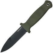 Demko 09655 DEM09655 Armiger 4 Spear Black Fixed Blade Knife OD Green Handles