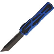 Heretic 0406ABLU Auto Colossus OTF Black Stonewash Knife Blue Handles