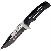 K25 32608 Tactical Serrated Fixed Blade Knife Black Handles
