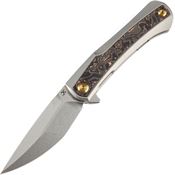 Kansept 1024A7 Kratos Framelock Knife Copper Foil Carbon Fiber Handles