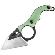 Kubey 166B Hippocam EDC Black Stonewash Fixed Blade Knife Jade Handles