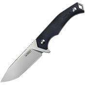 Kubey 184D Swordfish Satin Fixed Blade Knife Black Handles