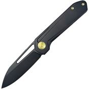 Kubey 321O Royal Black Stonewashed Framelock Knife Black Stonewashed Handles