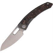 Maxace M15B Black Mirror Framelock Knife Stonewashed Titanium/Copper Foil Carbon Fiber Handles