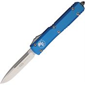 Microtech 12110BL Auto Ultratech Stonewashed Single Edge OTF Knife Blue Handles