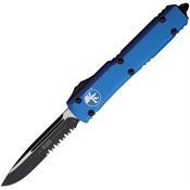 Microtech 1212BL Auto Ultratech Part Serrated Single Edge OTF Knife Blue Handles