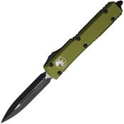 Microtech 1221OD Auto Ultratech Double Edge Black/Satin OTF Knife OD Green Handles