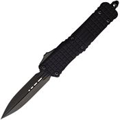 Microtech 1421CTDSH Auto Black Double Edge Combat Troodon OTF Knife Black Frag Handles