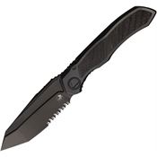 Microtech 191C2DLC Anax Part Serrated Tanto Framelock Knife Black Titanium/Carbon Fiber Handles