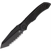 Microtech 191C3DLC Anax Full Serrated Tanto Framelock Knife Black Titanium/Carbon Fiber Handles