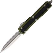 Microtech 20612ODS Auto Makora Stonewashed Serrated Double Edge OTF Knife OD Green Handles