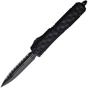 Microtech 2063TBIS Auto Makora Black Cerakote Serrated Double Edge OTF Knife Black\Black Handles