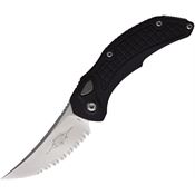 Microtech 268A12 Auto Brachial Stonewashed Serrated Single Edge Button Lock Knife Black Handles