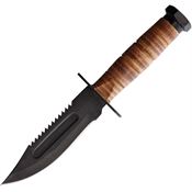 Miscellaneous 4543 US Style Pilot Survival Black Fixed Blade Knife Stacked Leather Handles