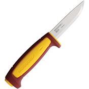Mora 27416 Basic 511 Satin Fixed Blade Knife Red/Yellow Handles