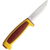 Mora 27447 Basic 546 Satin Fixed Blade Knife Red/Yellow Handles