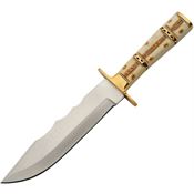 Pakistan 203499 Western Hunter Satin Fixed Blade Knife Sculpted Bone Handles