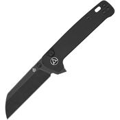 QSP 130BLA2 Penguin Black Stonewashed Button Lock Knife Black G10 Handles