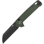 QSP 130BLC2 Penguin Black Stonewashed Button Lock Knife Green Micatra Handles