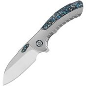 QSP 152A1 Capybara Framelock Knife Black/White/Blue Titanium/Carbon Fiber Handles