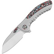 QSP 152B1 Capybara Framelock Knife Red/White/Blue Titanium/Carbon Fiber Handles