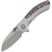 QSP 152B2 Capybara Framelock Knife Red/White/Blue Titanium/Carbon Fiber Handles