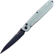 Real Steel 7832N G5 Metamorph Black Button Lock Knife Jade G10 Handles